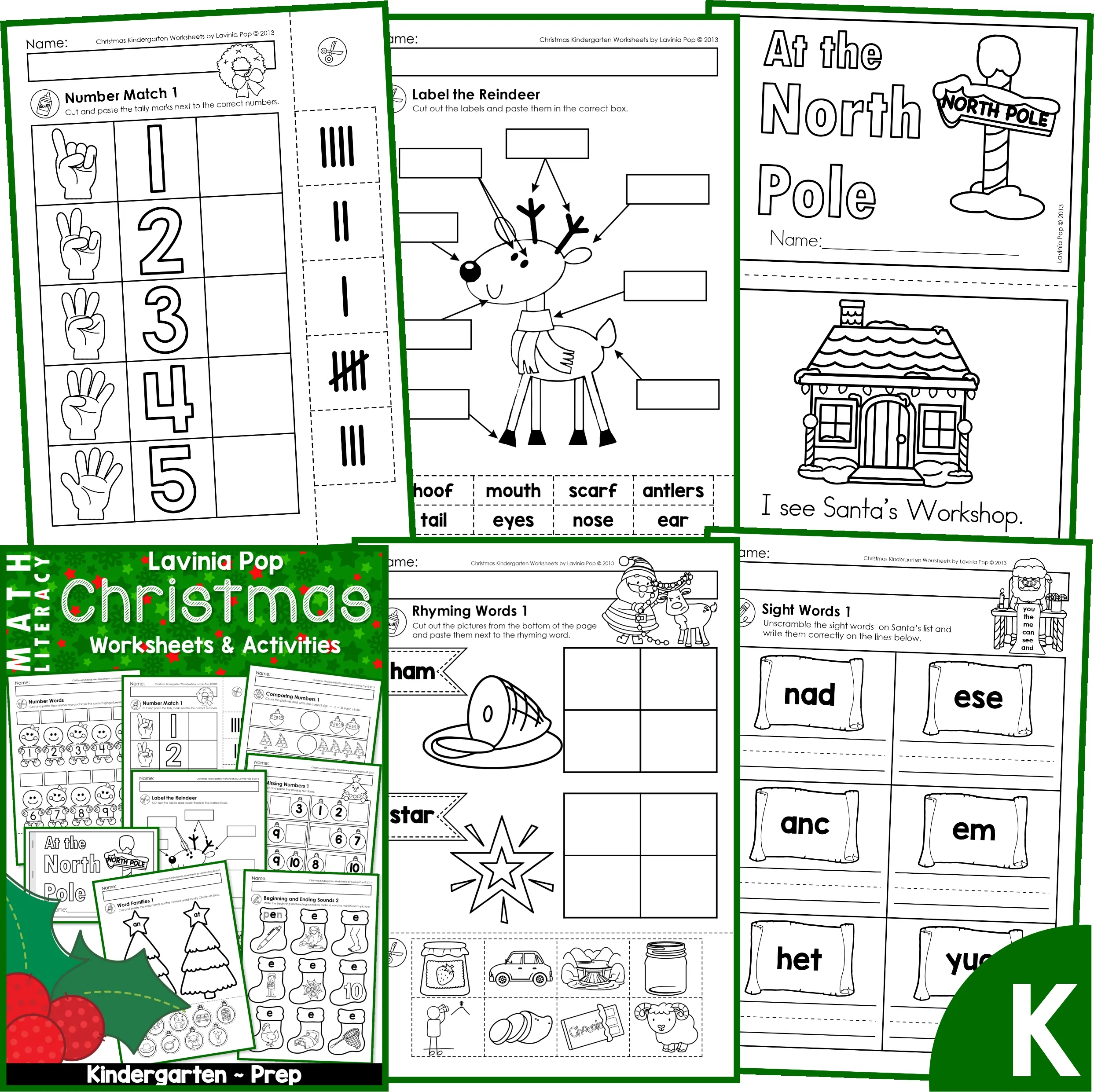christmas kindergarten worksheets and activities no prep